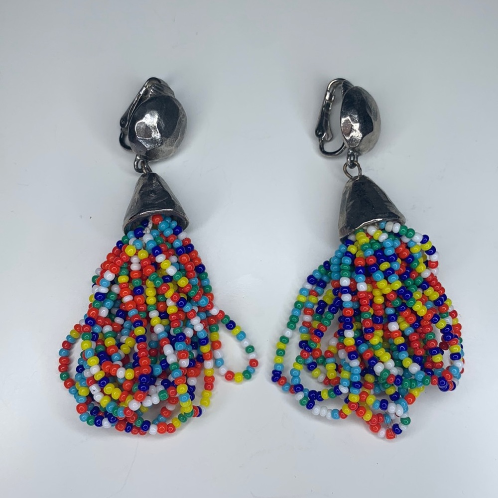 Vintage beaded clip on earrings